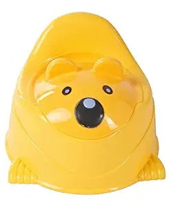 Car and Scooter Style Potty Toilet Trainer Seat/Chair with Removable Tray and Closing Lid and High Back Support for Toddler Boys Girls (Age 7 Months to 3 Years) (Animal Yellow Potty)