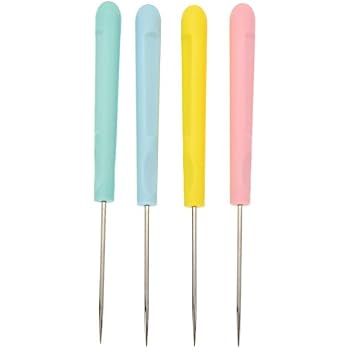 Lot De 10 Aiguilles à Piquer Avec Manche En Bois - Pour Papier Et Tissu Fin - Idéal Pour Enfants Et Créatifs