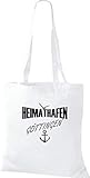 Shirtstown Stoffbeutel,Heimathafen Göttingen, Spruch Sprüche, Tasche Beutel, Jute, Shopper, einkaufen Logo Motiv, Farbe weiß