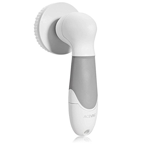 ACEVIVI® Gesichtsreinigungsbürste Gesichtsbürste Reiniger Hautreinigung für Verunreinigungen Schmutz Mitesser Talg Make-up mit 4 Bürstenköpfe (Kleiner Bürstenkopf Großer Bürstenkopf Gesichtsschwamm Bimsstein-Aufsatz), Grau - 6