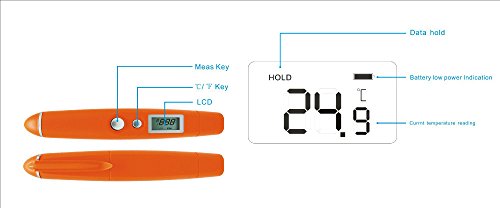 TopSun DT 8250 Infrarot-IR-Thermometer-Taschen-Feder-Form tragbare Mini-Thermometer berührungsfreie Lebensmittel-Thermometer mit LCD-Anzeige, Bereich von -58 bis 482 ° F - 2