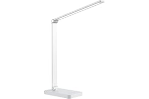 wonderlamp Flexo LED 5W Norima Blanco con Batería recargable, Interruptor táctil y Cargador Inalámbrico para móviles 3000-4000-6000K