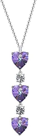 long amethyst crystal quartz glass heart women silver necklace choker personalised locket jewellery