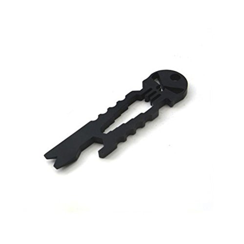 FEITONG Outdoor Edelstahl Schädel Multifunktion Süberlebens Taschen Werkzeug Öffner Schlüsselring (Black) - 2