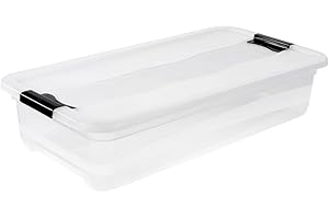 keeeper Boîte de Rangement avec Couvercle et Système de Fermeture à Clip, 79,5 x 39,5 x 17 cm, 33 l, Cornelia, Transparent