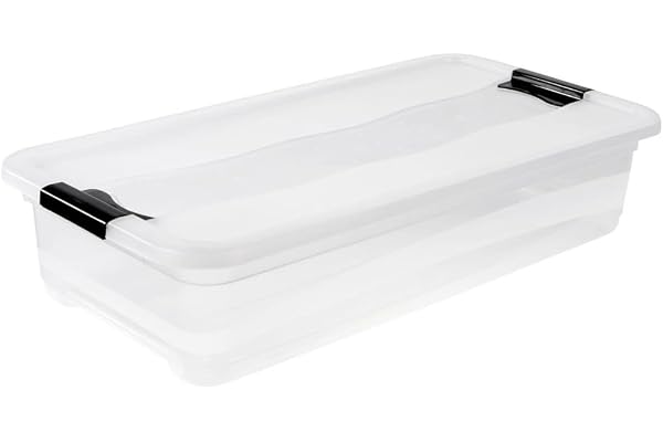 keeeper Boîte de Rangement avec Couvercle et Système de Fermeture à Clip, 79,5 x 39,5 x 17 cm, 33 l, Cornelia, Transparent