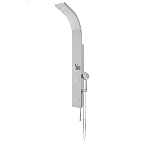 Edelstahl Duschpaneel mit integrierter Kopfbrause zwei Massagedüsen inkl. Handbrause - 6