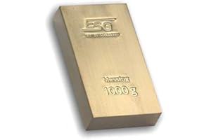 PRECIOUS & VALUABLE METALS / Lingote de latón de 1kg, bellamente acuñado, pulido y grabado en prestigiosa refinería alemana de metales preciosos