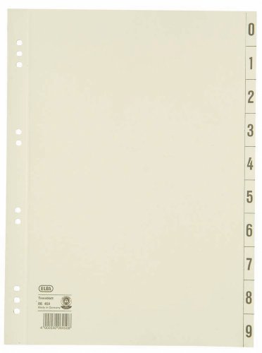 Preisvergleich Produktbild ELBA 400004657 Trennblätter aus Recycling-Kraftkarton für DIN A4 100er Pack mit Lochrandverstärkung Ziffern 0-9 chamois Trennlaschen Trennblätter Ordner Register Kalender Blauer Engel