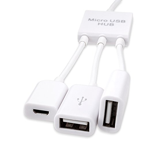 kwmobile 3in1 Micro USB OTG Hub Adapter für Smartphone / Tablet – Mikro USB Verteiler in Weiß – z.B. geeignet für Apple, Samsung, Lenovo, Asus, Huawei, Amazon, Acer, Microsoft, Sony, LG - 6