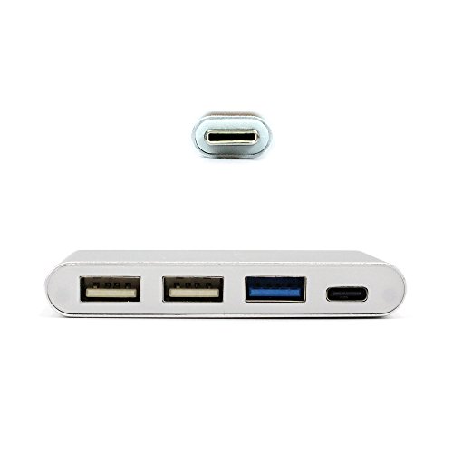 USB-C Hub Ladegerät für Apple MacBook Riversong USB-C auf 3-Port USB3.0 Hub-Adapter mit USB-C Ladeanschluss, NUR mit dem neuen Apple MacBook kompatibel, Silber - 5
