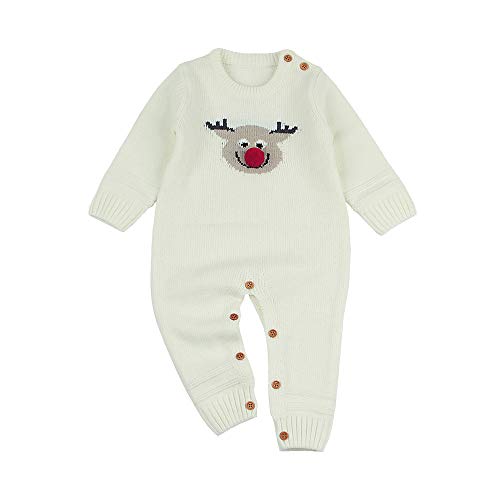 Christmas Universal Baby Romper Outfits KobayNewborn Infant Baby Long Sleeve Cartoon Christmas Knitted Jumpsuit Clothe for 0-2 Years