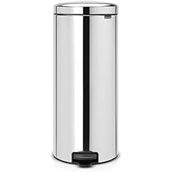 Brabantia 114366 Poubelle à Pédale Newicon avec Seau en Plastique, 30 L - Acier Brillant