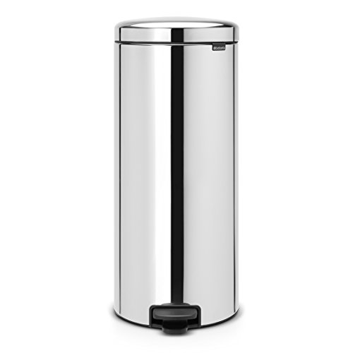 Brabantia 114366 Poubelle à Pédale Newicon avec Seau en Plastique, 30 L - Acier Brillant