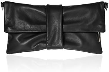 Women's Clutch, shoulder bag, genuine leather, handmade in Italy with zip closure and magnet, with pocket, shoulder strap or hand, black
