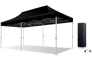 Actiexpress Tente Pliante Barnum Pliant Tonnelle Professionnelle 2x2,3X3,3x4.5,3x6,4x8 Structure en Aluminium 45mm Toit 380g/m² qualité professionelle (Noir, 3x6)
