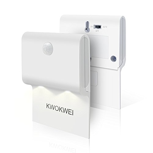 Preisvergleich Produktbild LED Nachtlicht mit Dämmungssensor und Helligkeitssensor,KWOKWEI Batteriebetrieben Nachtleuchte, Warmweiß LED Wandleuchte mit Bewegungsmelder, 3 Modi(On / Off / Auto) für Schlafzimmer, Küche, Flur, Kinderzimmer, Gang, Kleiderschrank, Wandschrank, Treppen und Bad