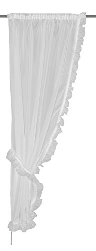 Home fashion 46241-101 Raffgarnitur 2-teilig Rüsche, 125 x 95 cm, Voile, weiß
