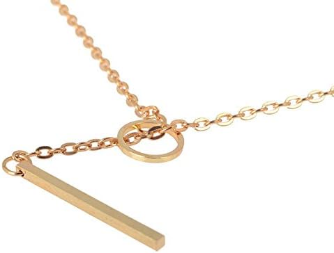 Yuneody Beautiful Chic Y Shaped Bar Circle Lariat Temperament Pendant Necklace (gold)