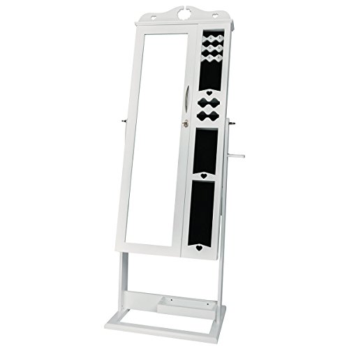 DXP Schmuckschrank Standspiegel Weiß Für Ketten Ringe Ohrringe 150 x 56 x 44 cm Schmuckkasten mit Fotorahmen Doppeltür JCYJ09 - 4