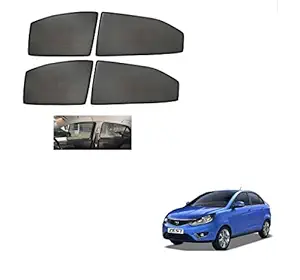 Kozdiko Premium Custom Fit Car Sun Shades Fix Curtains Non Magnetic Mesh Compatible for Tata Zest