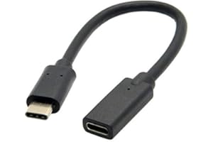 HERFAIR Krótki przedłużacz USB C, krótki kabel przedłużający typu C, męski na żeński USB 3.1, kabel Thunderbolt do iPada, laptopa, tabletu, telefonów komórkowych itp. (180 stopni USB C męski do żeński)