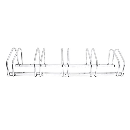 Relaxdays Fahrradständer, Für 5 Fahrräder, Boden- und Wandmontage, Mehrfachständer, HBT: ca. 26 x 130 x 32 cm, silber - 4