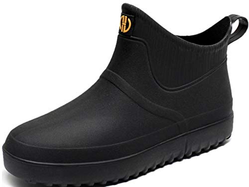 Preisvergleich Produktbild WANONE Gummistiefel Herren Jungen Regenstiefel Kurzschaft Gummistiefeletten Regenstiefeletten Männer Wasserdicht Stiefel Kurz Stiefelette Schwarz Größ 40