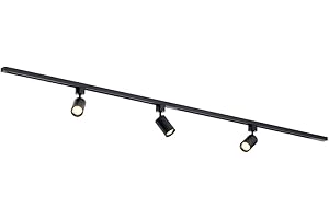 Qub Focus III – Système d’éclairage LED monophasé – 2 rails de 1m (200cm) – 3 spots GU10 orientables – noir – plafonnier moderne – pour cuisine, salon, salle à manger