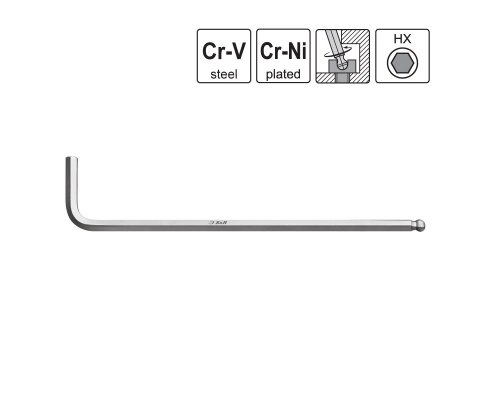 S&R Innensechskantschlüssel Satz HX mit Kugelkopf, lang,9-tlg. 1/16 – 3/8 inch, in Kunststoffclip - 4
