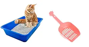 Petcrux Exclusive Cat Litter Tray & Litter Scooper Multicolor (Litter Tray + Litter Scooper) (Litter Tray + Litter Scooper)