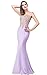 Produktbild HE-dress Frauen Abendkleid/Meerjungfrau/Illusion Ausschnitt Sweep/Pinsel Zug Tüll/formale Abend/Black Tie Gala Dress/schöne zurück/durchschauen (Farbe : C, Größe : S)