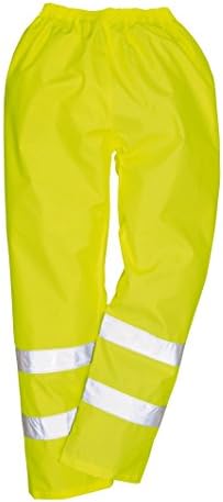 HIGH VIS HI VIS VISIBILTY WORK SAFETY WATERPROOF OVER TROUSERS PANTS (MEDIUM, YELLOW)