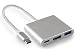 Produktbild MyGadget USB C Adapter Multiport ( HDMI / Typ C / 3.0 USB ) Konverter mit Ladeanschluss für Apple MacBook 12 ", Pro 2015 / 2016 , Chromebook in Silber