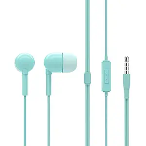 MINISO Colorful Music Earphone in-Ear Headphones with Microphone,Comfortable Earbuds Cute Earphones for Mobile Smartphones Apple Xiaomi Realme Oppo Samsung, Green