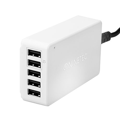 NINETEC 27 Watt 5-Port USB Universal Ladegerät Netzteil SmartIQ Technologie White