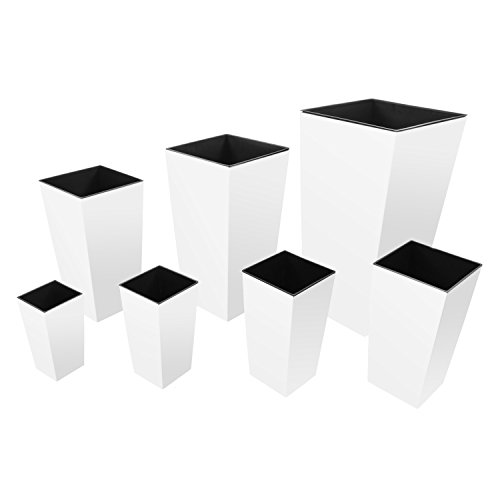 Großer Pflanzkübel 26,6L Blumentopf inkl.Einsatz Kunststoff weiss URBI SQUARE 7 Farben Hochglanz - 9