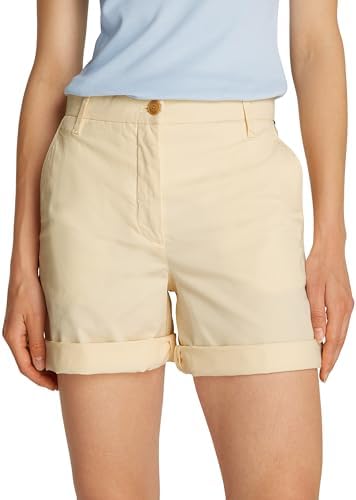 Tommy Hilfiger Pantaloncini Chino Donna Mom Fit, Avorio (Ivory Petal), 38