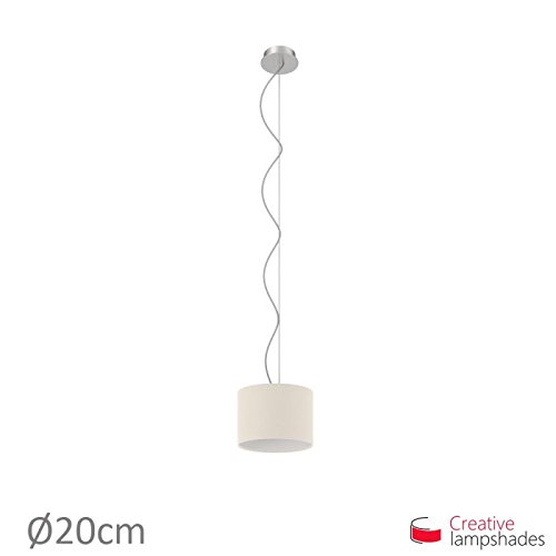 Lampenschirm Zylinder Sand Leinwand – Durchmesser 35cm – H. 22cm, Amerikanisch F10, Nein - 6