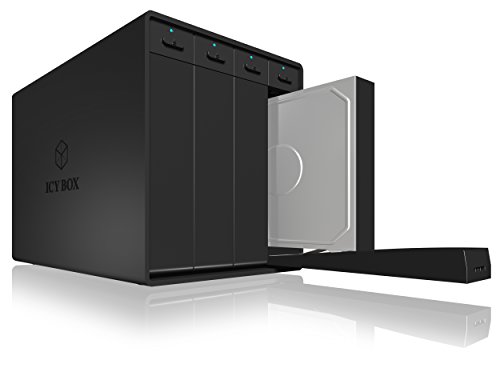 Icy Box IB-3664SU3 Externes 4-fach JBOD Gehäuse für 3,5″ (8,9 cm) SATA HDD/SSD (bis 6 Gbit/s) mit USB 3.0 und eSATA aus Aluminium schwarz - 3