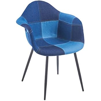 ts-ideen Design Klassiker Patchwork Jeans Sessel Retro 50er Jahre