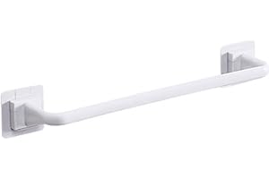 KHIRONHIVE Toallero de pared sin taladro, barra para toallas de baño con material ABS antioxidante, organizador de cocina o baño, diseño moderno (blanco L)