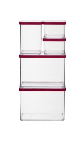 Rotho Vorratsdose Premium Loft – 5-teiliges Set (2×0.5, 1×1.0, 2×2.1 l) aromadichter Aufbewahrungsboxen – BPA-freie Frischhaltedosen – Kunststoffbehälter ist spülmaschinentauglich – 6691200096 - 2