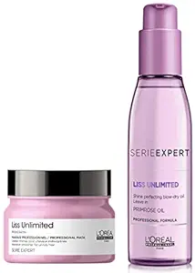 LOreal Professionnel Serie Expert Liss Unlimited Blow Dry Serum 125 ml, For Frizz-free Hair & LOreal Professionnel Serie Expert Liss Unlimited Masque 250 gm, For Frizz-free Hair