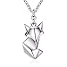 Produktbild Bbyaki Niedlicher Fuchs Falten Anmial Halsketten & Anhänger Für Frauen 925 Sterling Silber Schönen Stil Silberschmuck