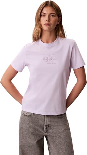 Calvin Klein Maglietta da Donna SS Clasic Monologo LV047F831G Graphic Tees, Multi, XS