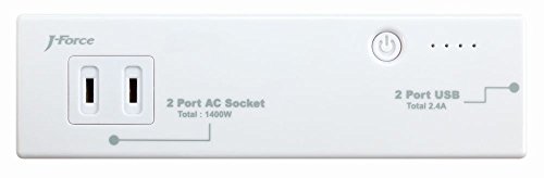 J-Force 電源タップ USB給電 モバイルバッテリー機能付きAC2口+USB2ポート ホワイト 2600mAh 『世界巡業』  JF-PEACE4W JF-PEACE4W