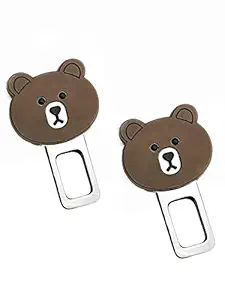 CarEmpire Plastic, Poly Vinyl Chloride Car Safety Alarm Bear Design Stopper Null Insert Seat Belt Buckle Clip for All Cars - Set of 2.
