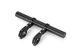 Fastped Aluminium Alloy Bike Handlebar Light Bracket Double Clamp Carbon Fiber Long Bicycle Bike Handlebar Extender Extension Light Lamp , 31.8Mm (Black)