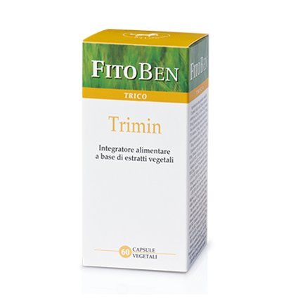 Fitoben - Trimin Integratore Alimentare Naturale con L-Cistina, L-Metionina, Miglio, Equiseto, Zinco, Biotina e altri nutrienti per Rinforzare Unghie, Capelli E Pelle 60 Cps vegetali